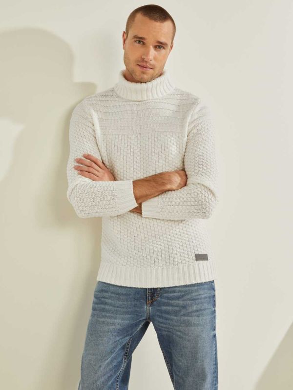 White Men's Guess Lynton Ski Turtleneck Sweaters Australia Sale | 302USWJYL