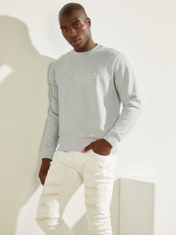 White Men's Guess Melvyn Pullover Sweatshirt Australia Sale | 187SLROMI