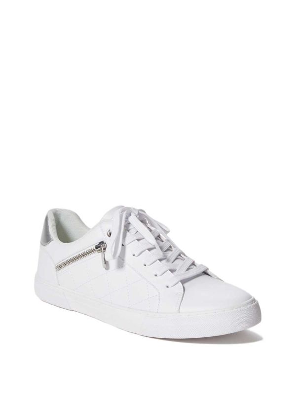 White Men's Guess Myran Zip Low-Top Sneakers Australia Sale | 954QVXLWJ