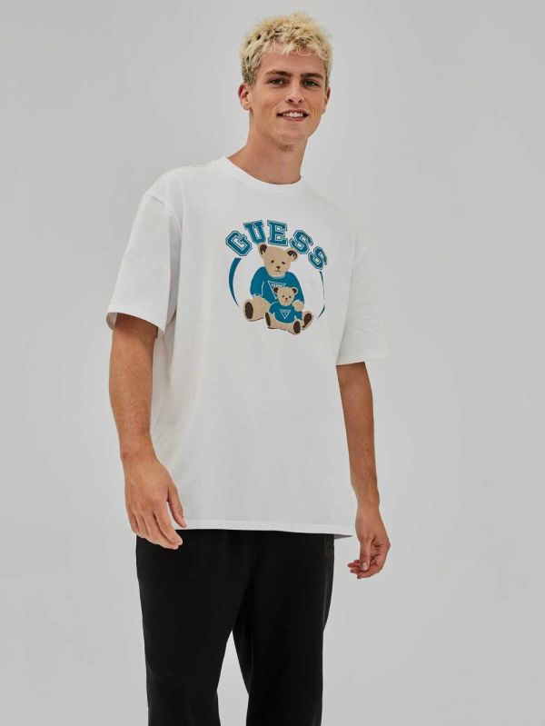 White Men's Guess Originals Bear T-shirt Australia Sale | 879DUQCIV