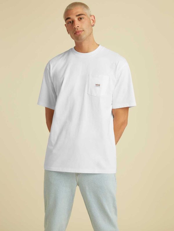 White Men's Guess Originals Kit Pocket T-shirt Australia Sale | 054TIAJGC