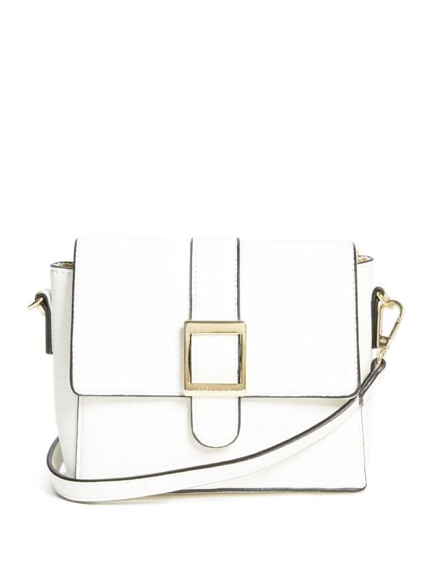 White Women's Guess Cara Buckle Crossbody Bags Australia Sale | 395ZGMTJS