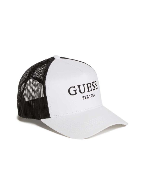 White Women's Guess Contrasting Logo Trucker Hats Australia Sale | 138QXMFNS