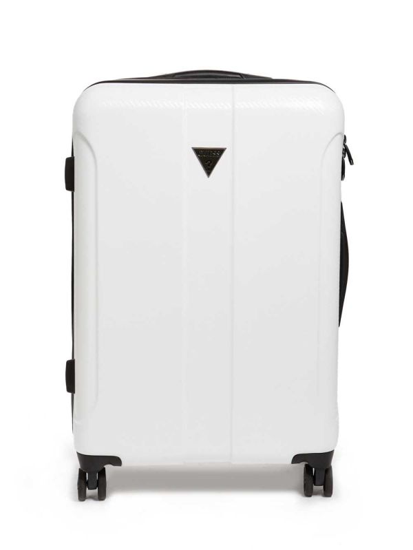 White Women's Guess Lustre 24" Spinner Suitcase Luggage Australia Sale | 714KXYSWR