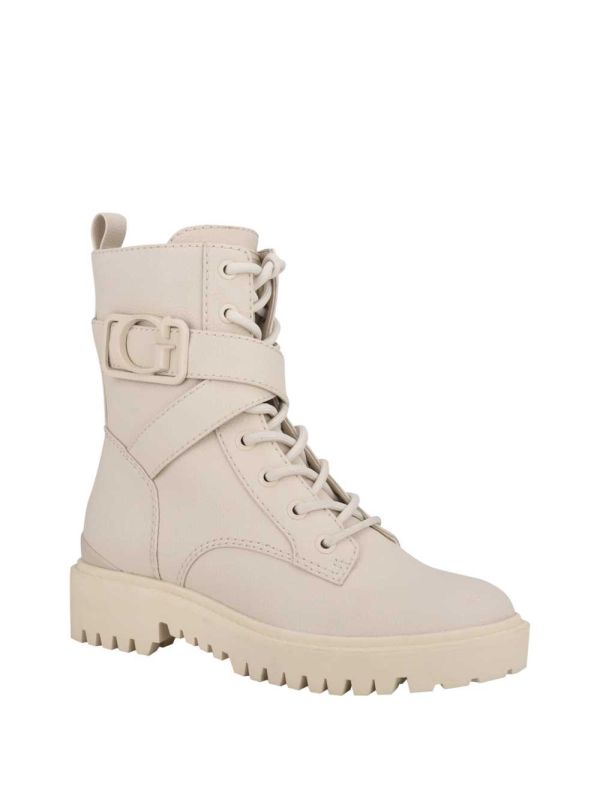 White Women's Guess Orana Combat Booties Australia Sale | 658VADPSR