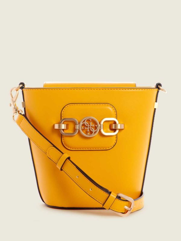 Yellow Women's Guess Hensely Bucket Bag Crossbody Bags Australia Sale | 931IFPJMW