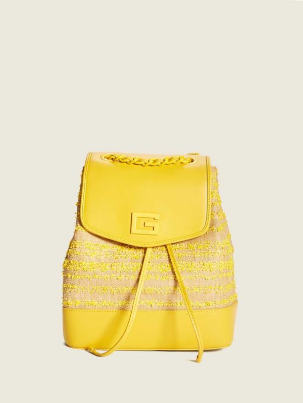 Yellow Women's Guess Kimi Backpack Australia Sale | 670IWULTE