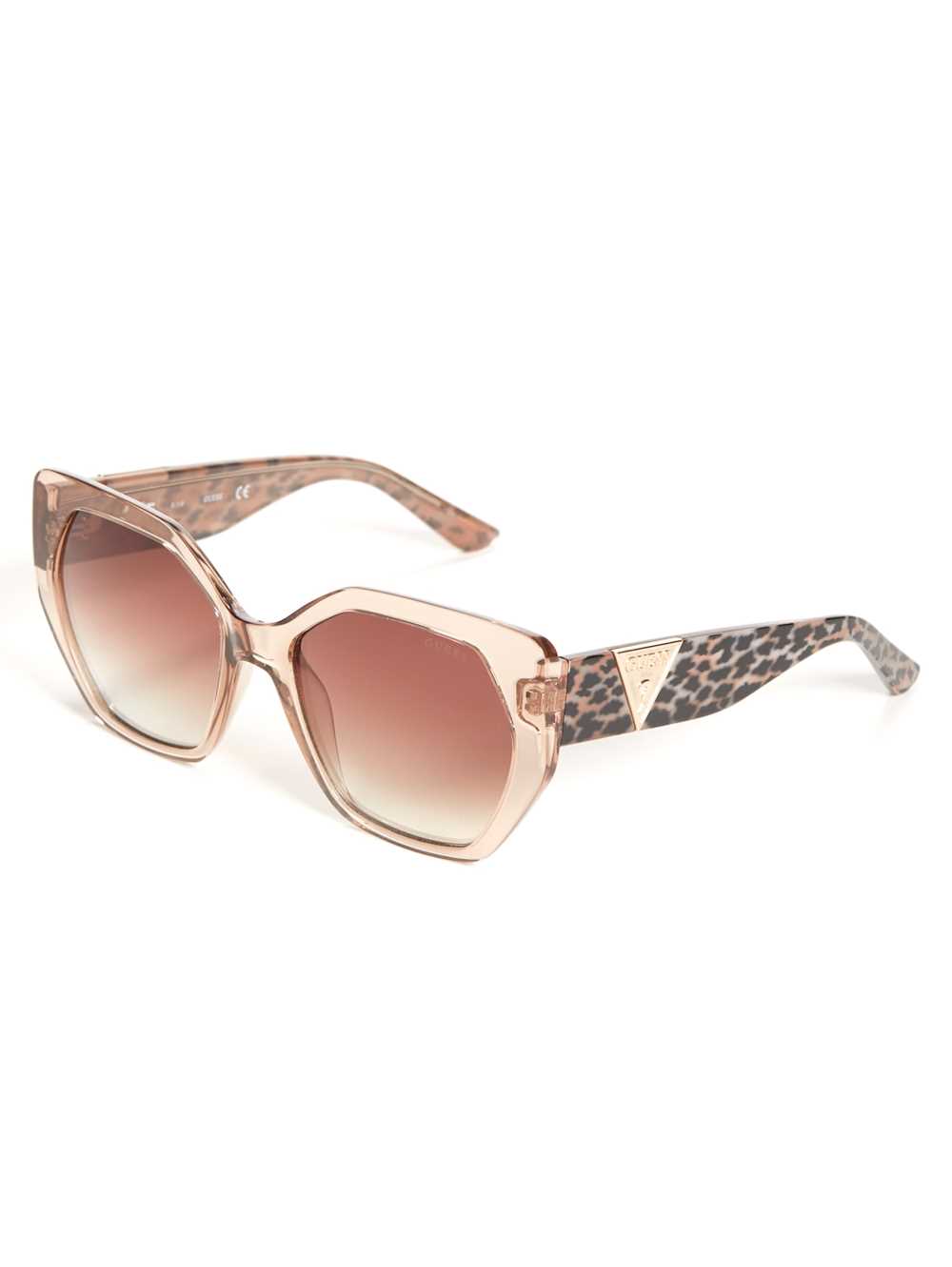 Apricot Women's Guess Triangle Geometric Sunglasses Australia Sale | 490NXLKBI