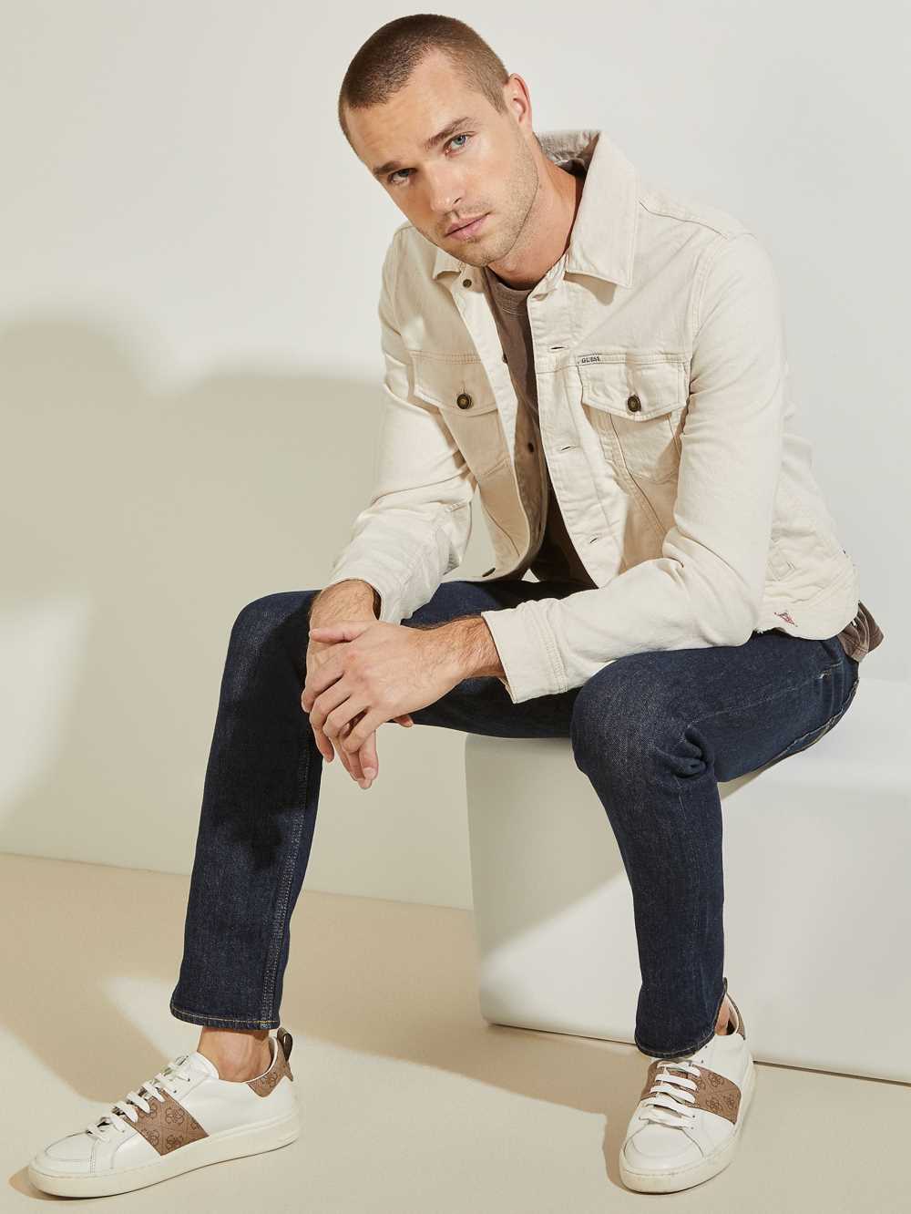 Beige Men's Guess Dillon Denim Jackets Australia Sale | 890YZPOBF