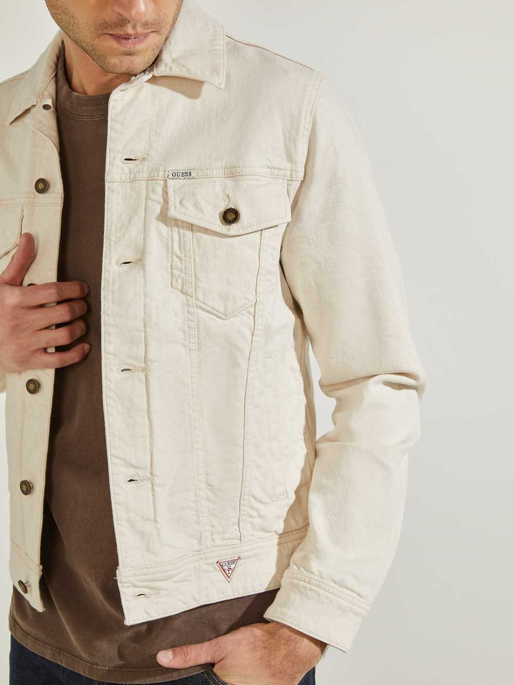 Beige Men's Guess Dillon Denim Jackets Australia Sale | 890YZPOBF