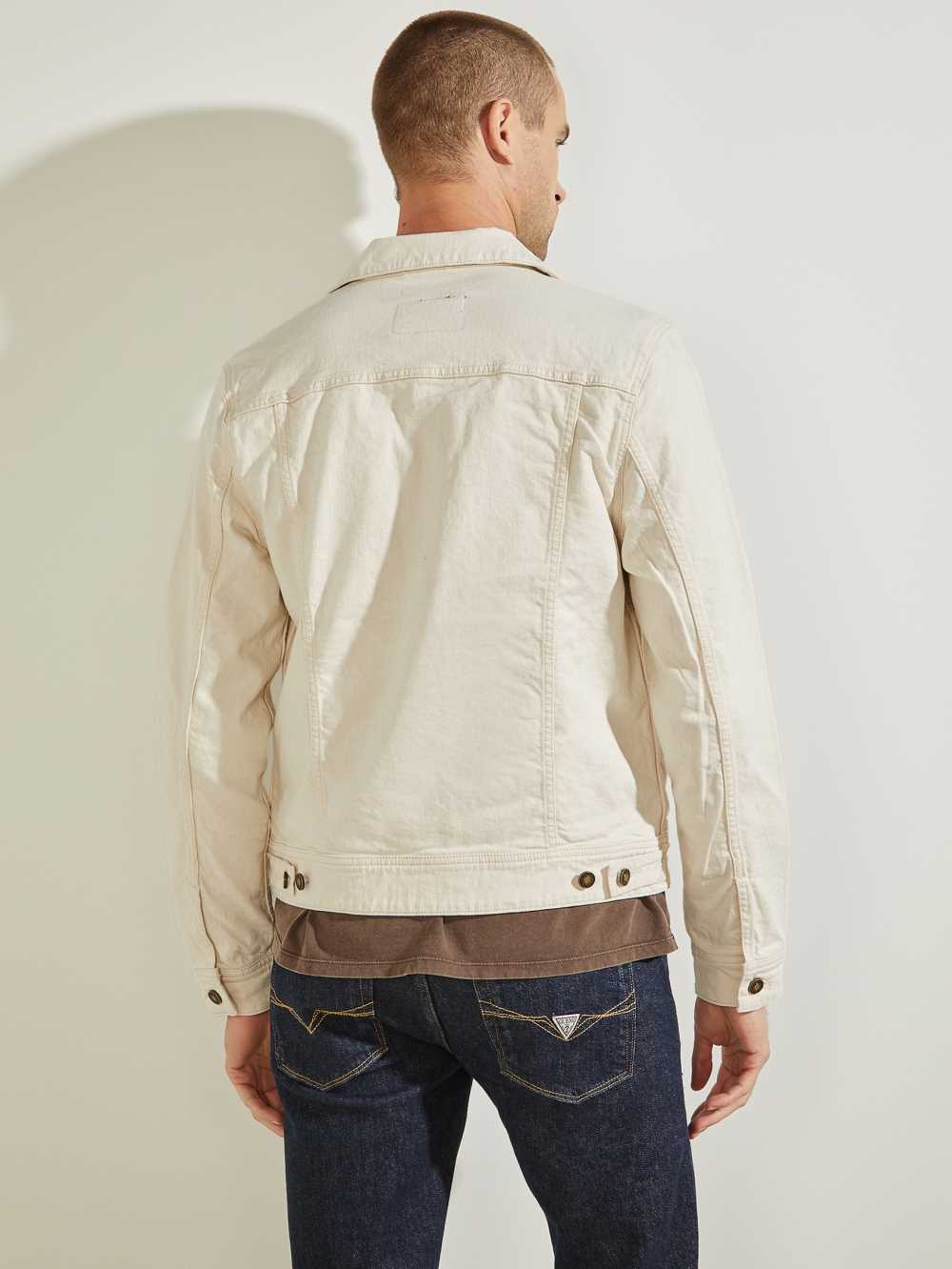 Beige Men's Guess Dillon Denim Jackets Australia Sale | 890YZPOBF