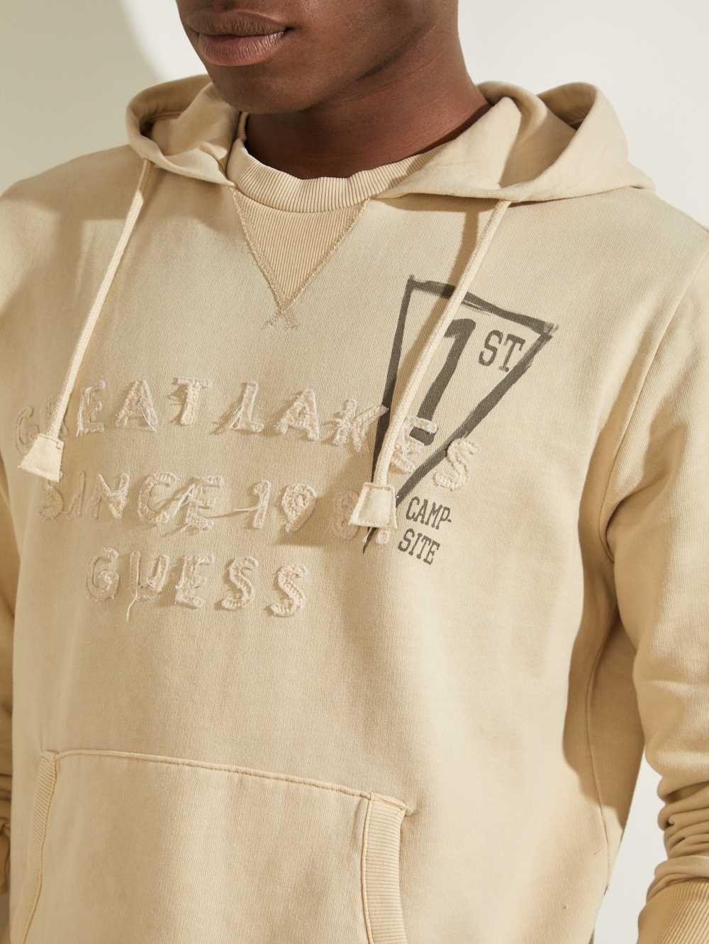 Beige Men's Guess Eco Murray Logo Hoodie Australia Sale | 460AMEKYJ