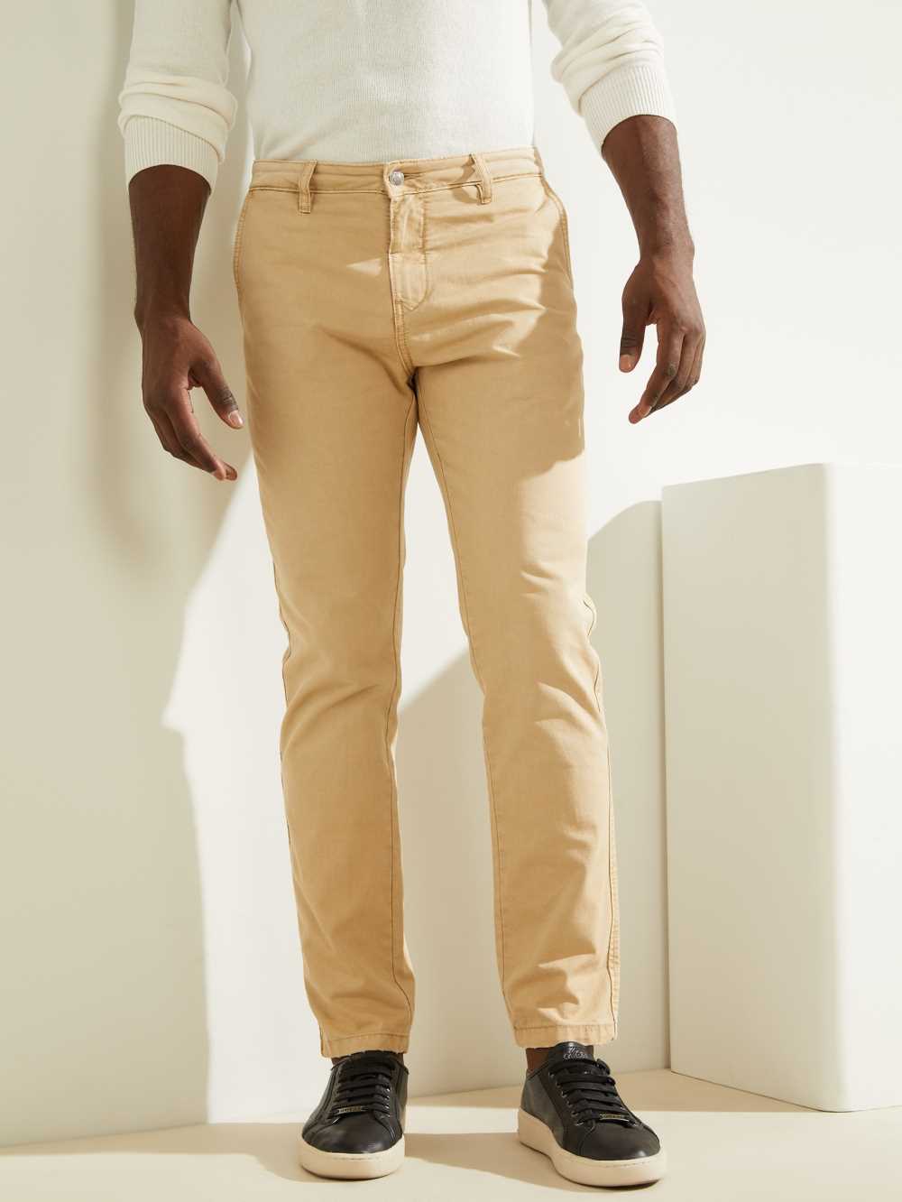 Beige Men\'s Guess Max Pants Australia Sale | 392NROAGM