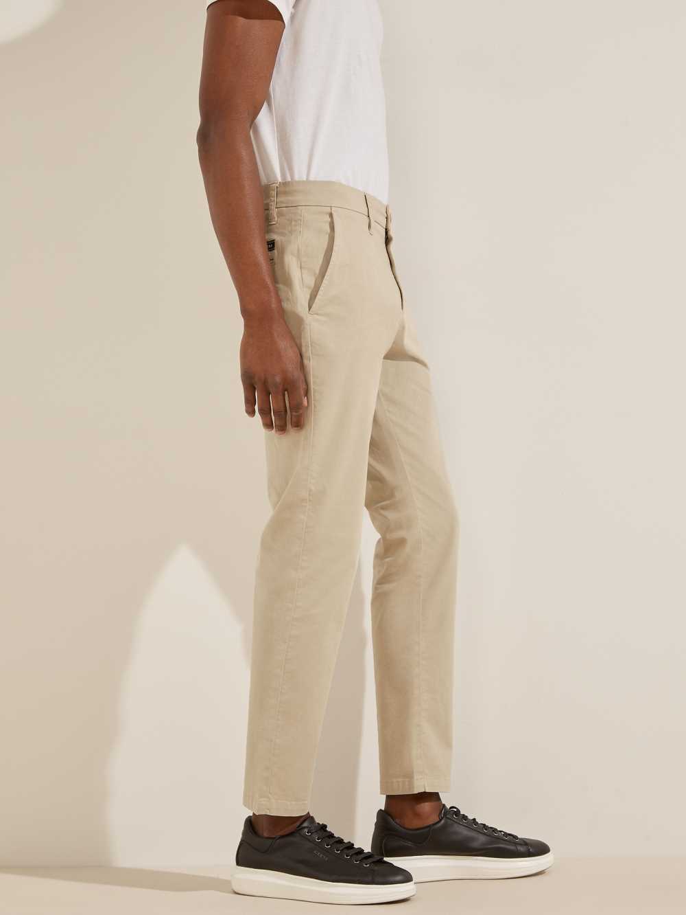 Beige Men's Guess Myron Twill Skinny Pants Australia Sale | 109TWFRYU