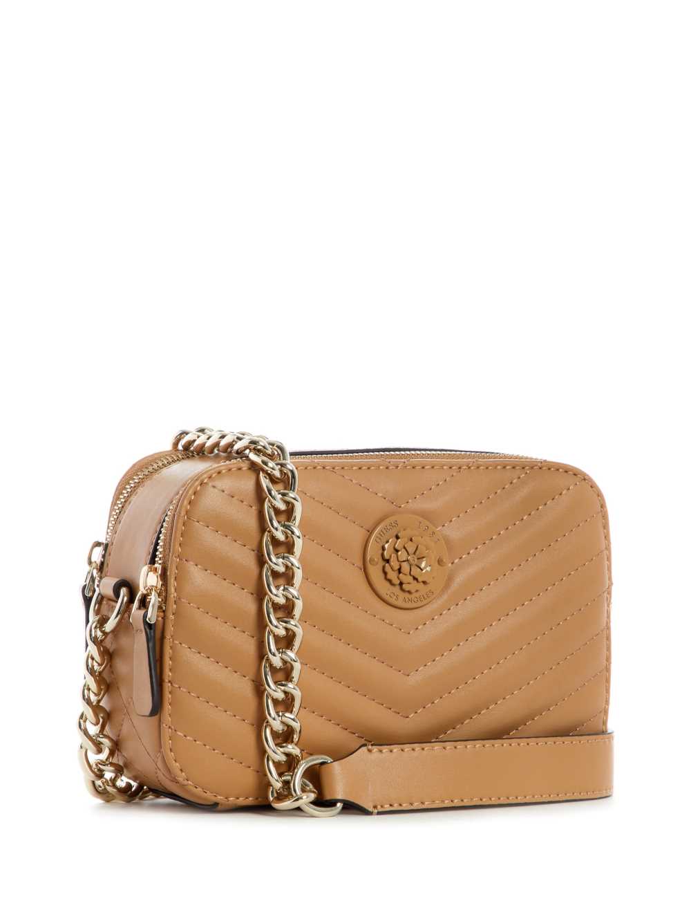 Beige Women's Guess Noelle Quilted Camera Crossbody Bags Australia Sale | 745NUGCWD