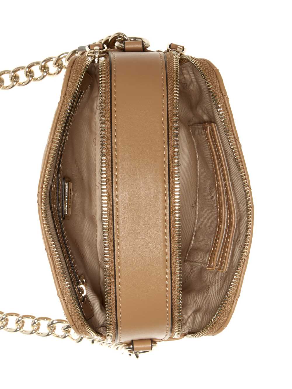 Beige Women's Guess Noelle Quilted Camera Crossbody Bags Australia Sale | 745NUGCWD