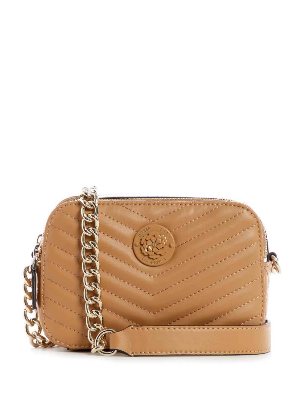 Beige Women\'s Guess Noelle Quilted Camera Crossbody Bags Australia Sale | 745NUGCWD