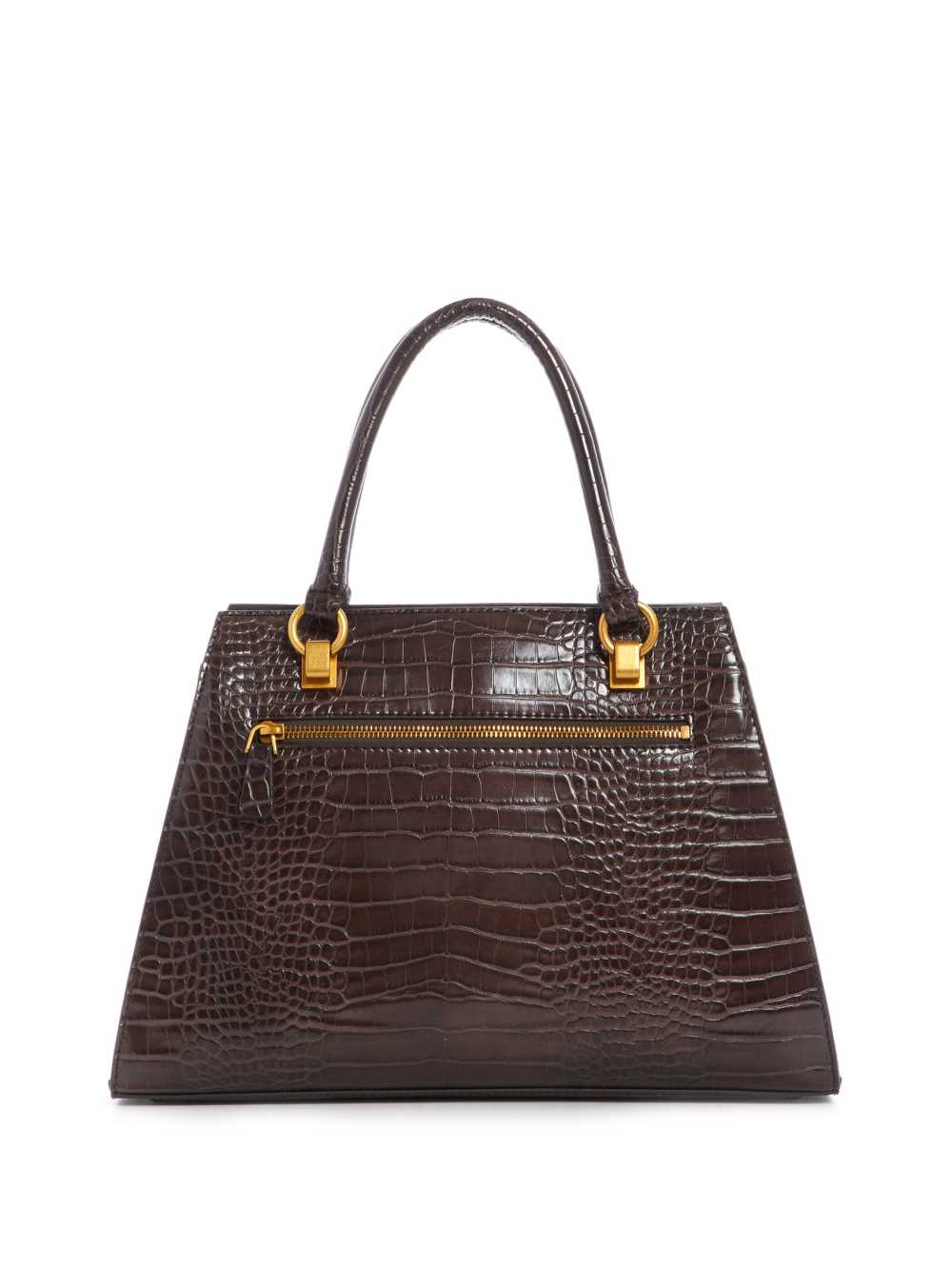 Black Brown Women's Guess Stephi Croc Girlfriend Satchel Bags Australia Sale | 875HPYAIW