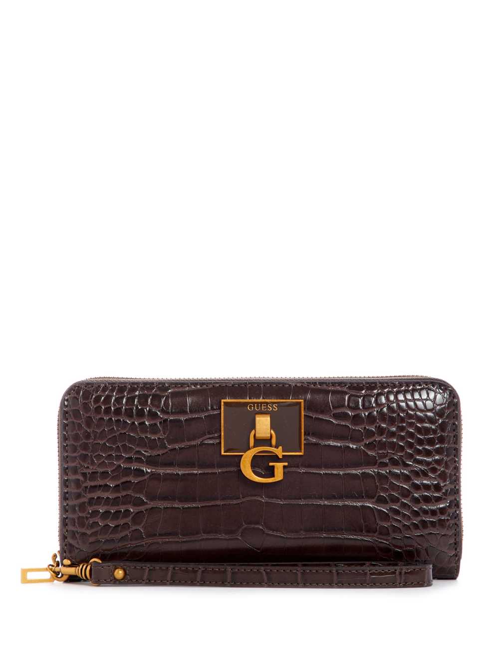 Black Brown Women\'s Guess Stephi Large Zip Around Crossbody Bags Australia Sale | 502NOCHEQ