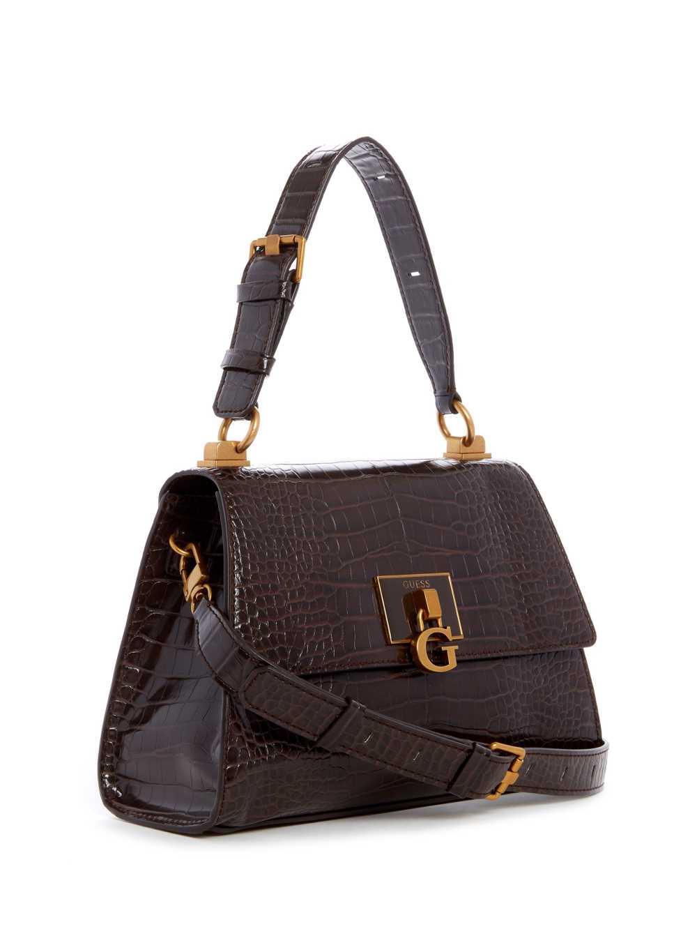 Black Brown Women's Guess Stephi Top-Handle Flap Crossbody Bags Australia Sale | 359ORIETV