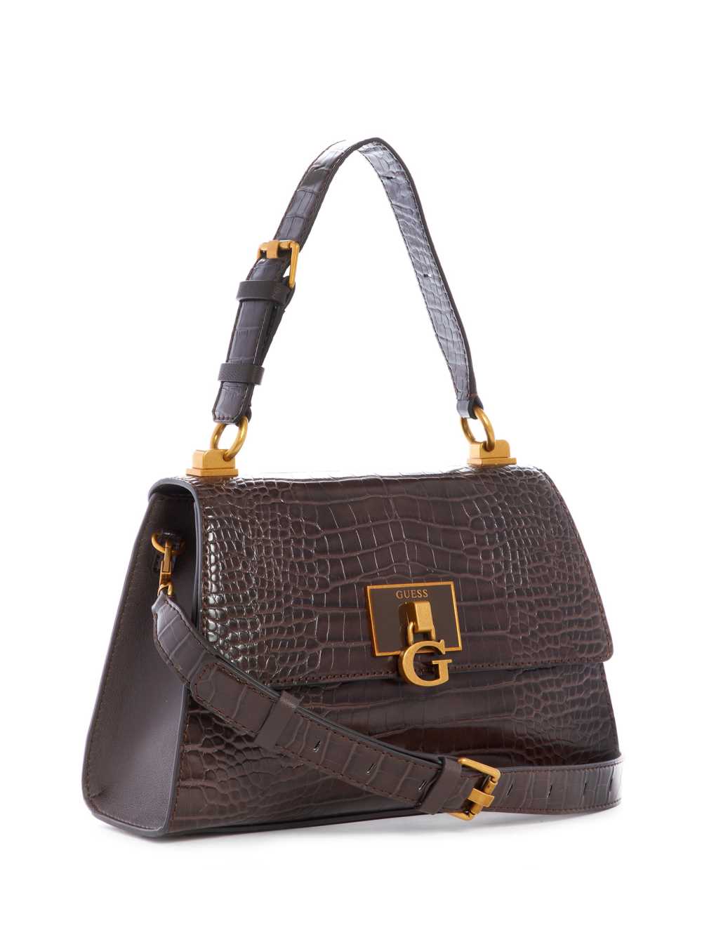 Black Brown Women's Guess Stephi Top-Handle Flap Crossbody Bags Australia Sale | 413WJBXEK