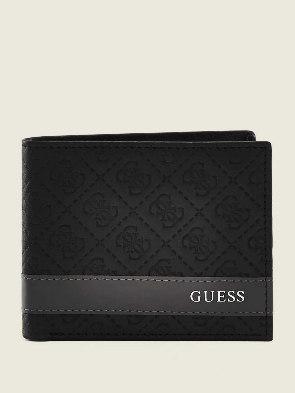 Black Grey Men\'s Guess Mesa Double Billfold Wallets Australia Sale | 415VBJLXH