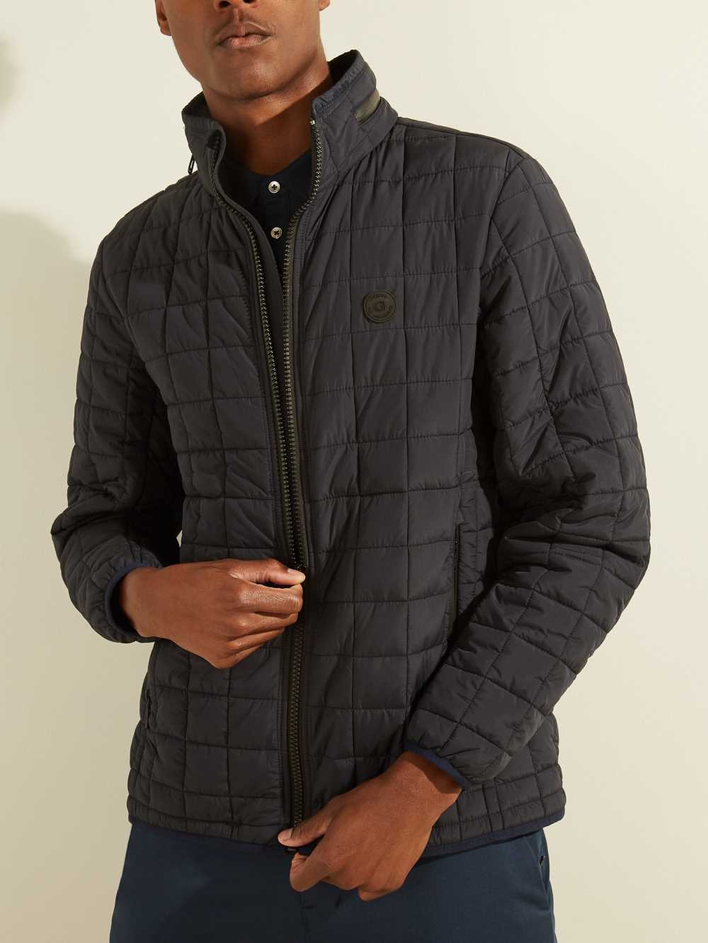 Black Men's Guess Active Nylon Puffer Jackets Australia Sale | 524LATIFK