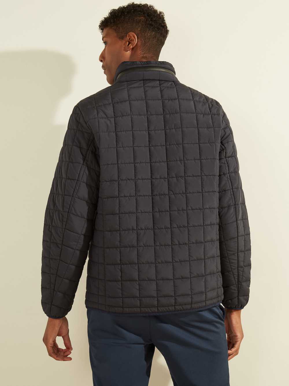 Black Men's Guess Active Nylon Puffer Jackets Australia Sale | 524LATIFK