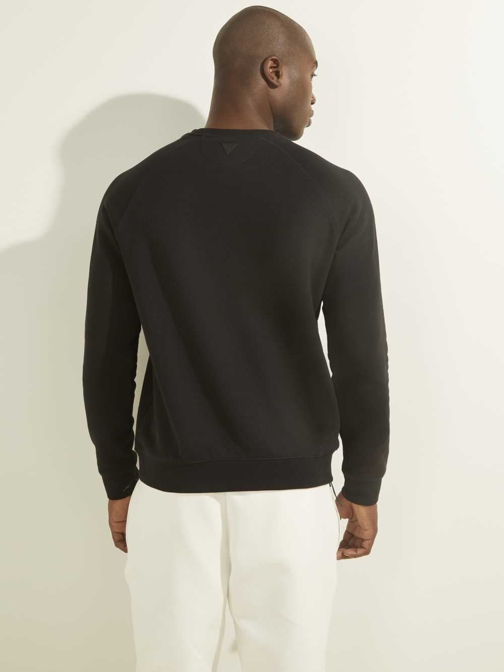 Black Men's Guess Aldwin Crewneck Sweatshirt Australia Sale | 754IKANTC