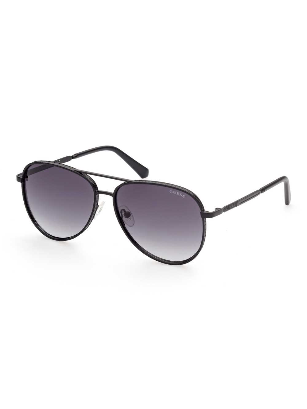 Black Men's Guess Aviator Sunglasses Australia Sale | 781AGEIVC