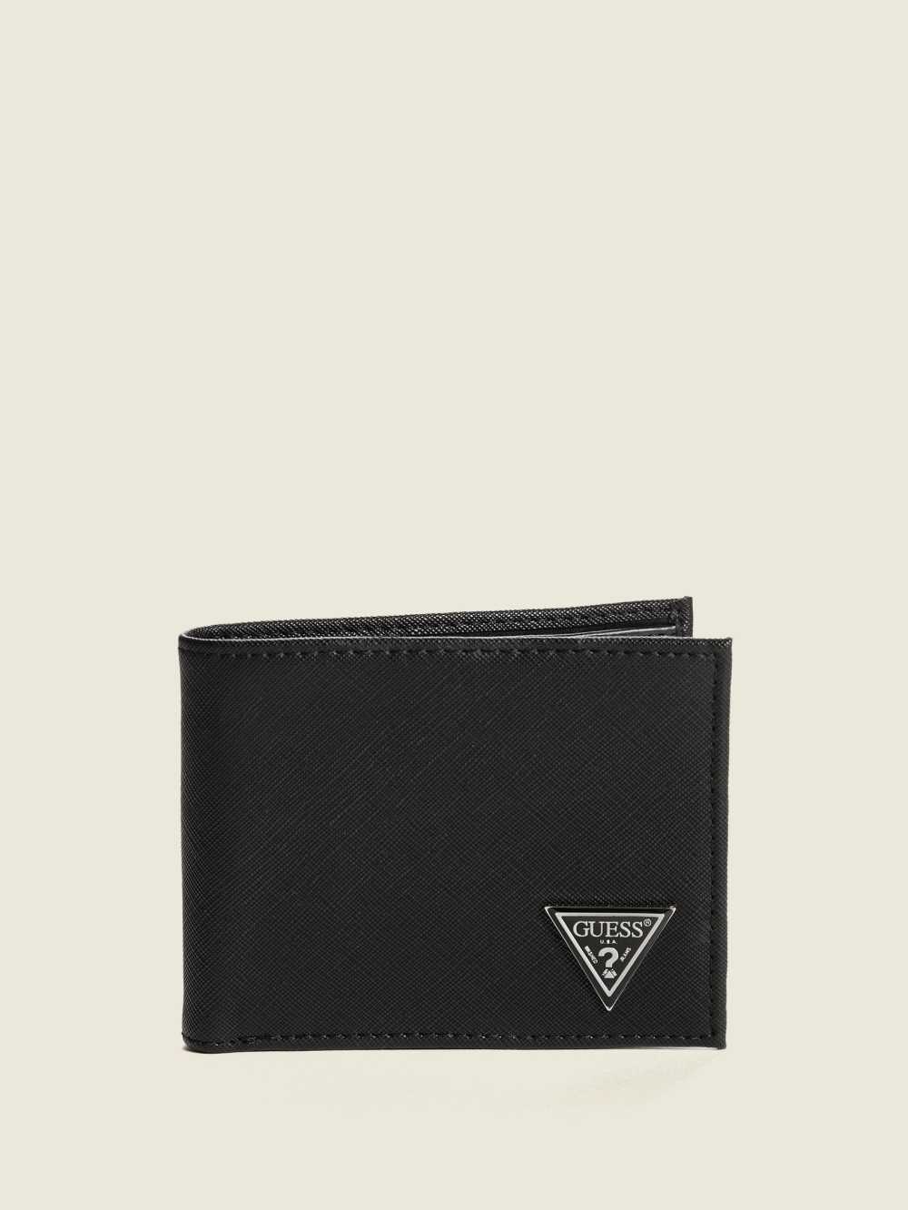 Black Men\'s Guess Certosa Leather Billfold Wallets Australia Sale | 340CYVTEB