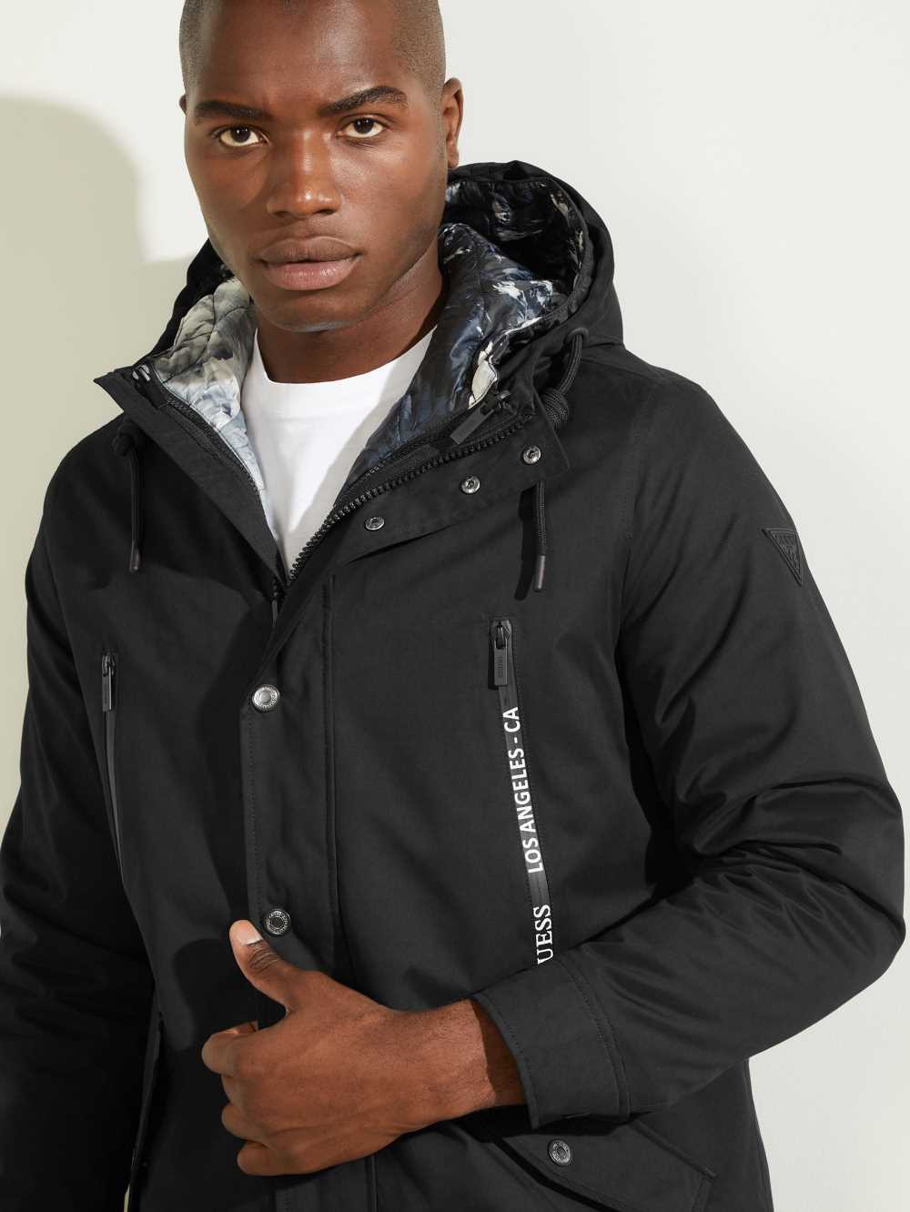 Black Men's Guess Commuter Double Parka Jackets Australia Sale | 952MPBXSD