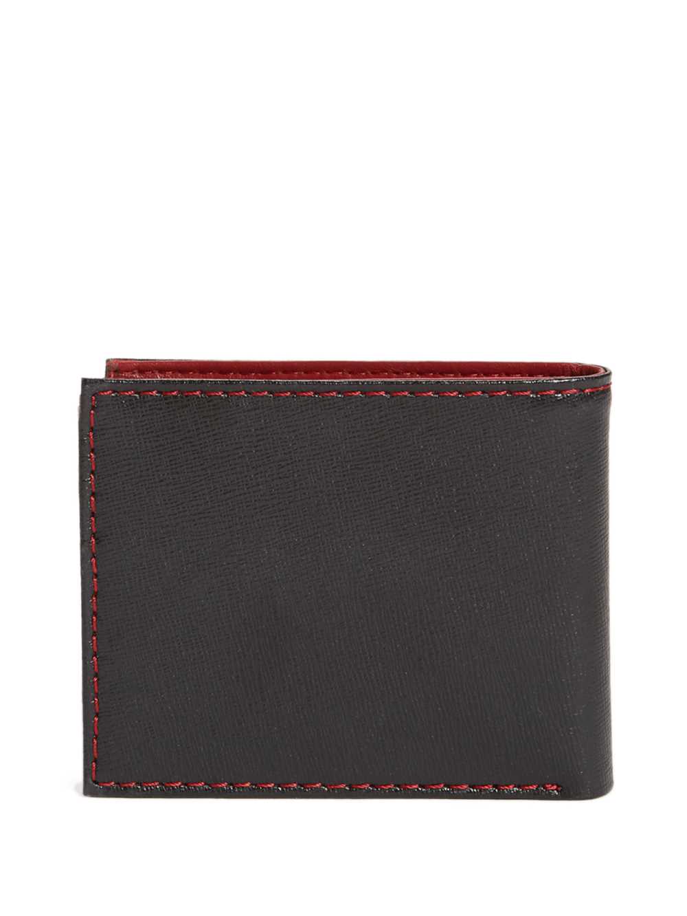 Black Men's Guess Contrast Stitch Slimfold Wallets Australia Sale | 329LPEWAJ