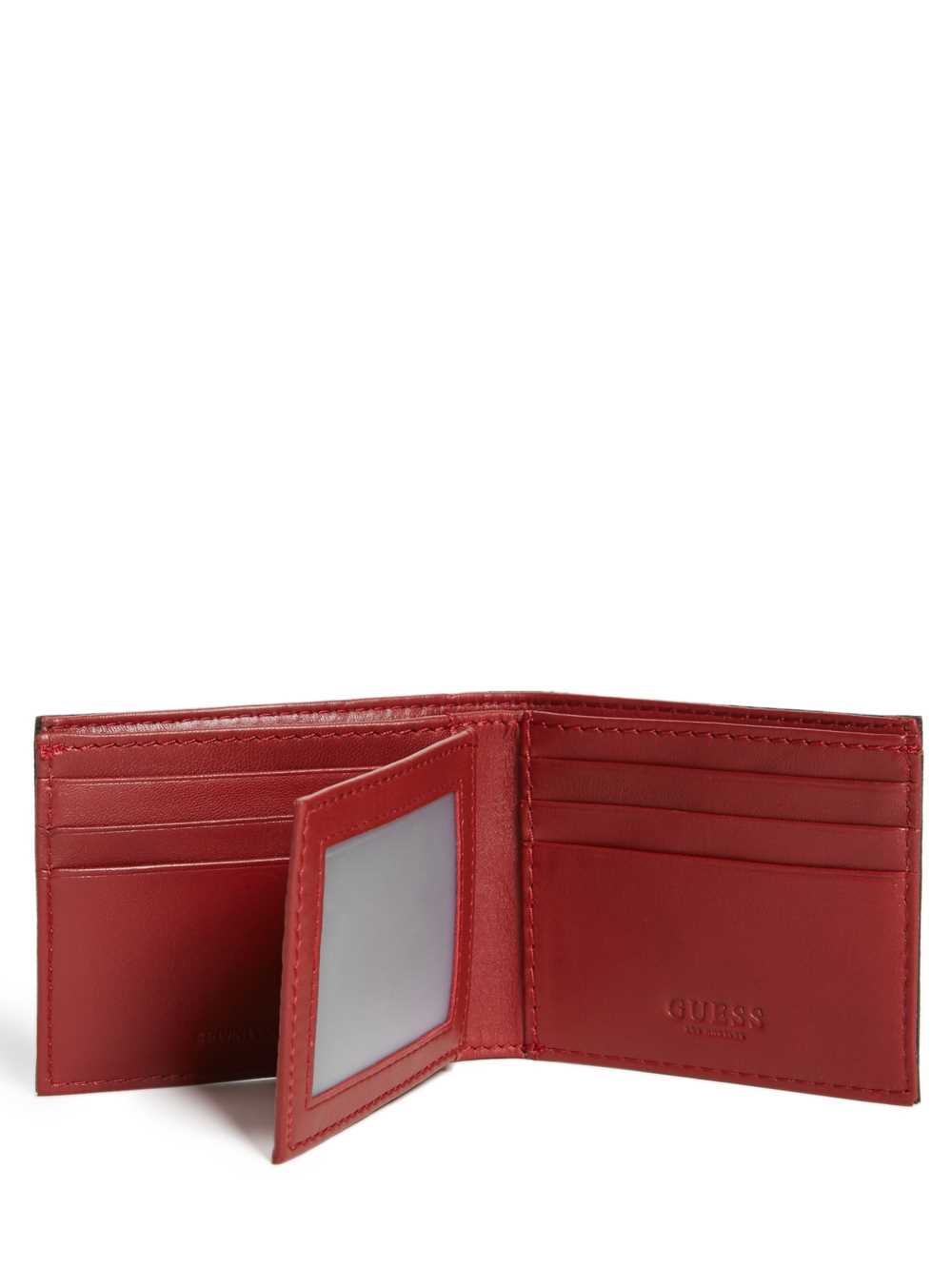 Black Men's Guess Contrast Stitch Slimfold Wallets Australia Sale | 329LPEWAJ