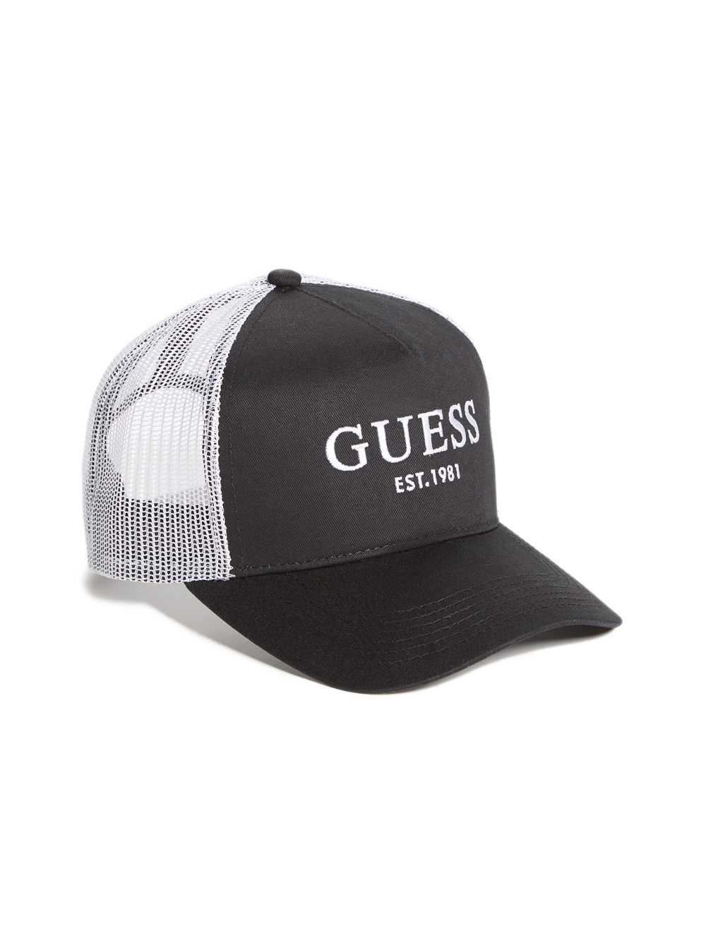 Black Men\'s Guess Contrasting Logo Trucker Hats Australia Sale | 320ONVIMF