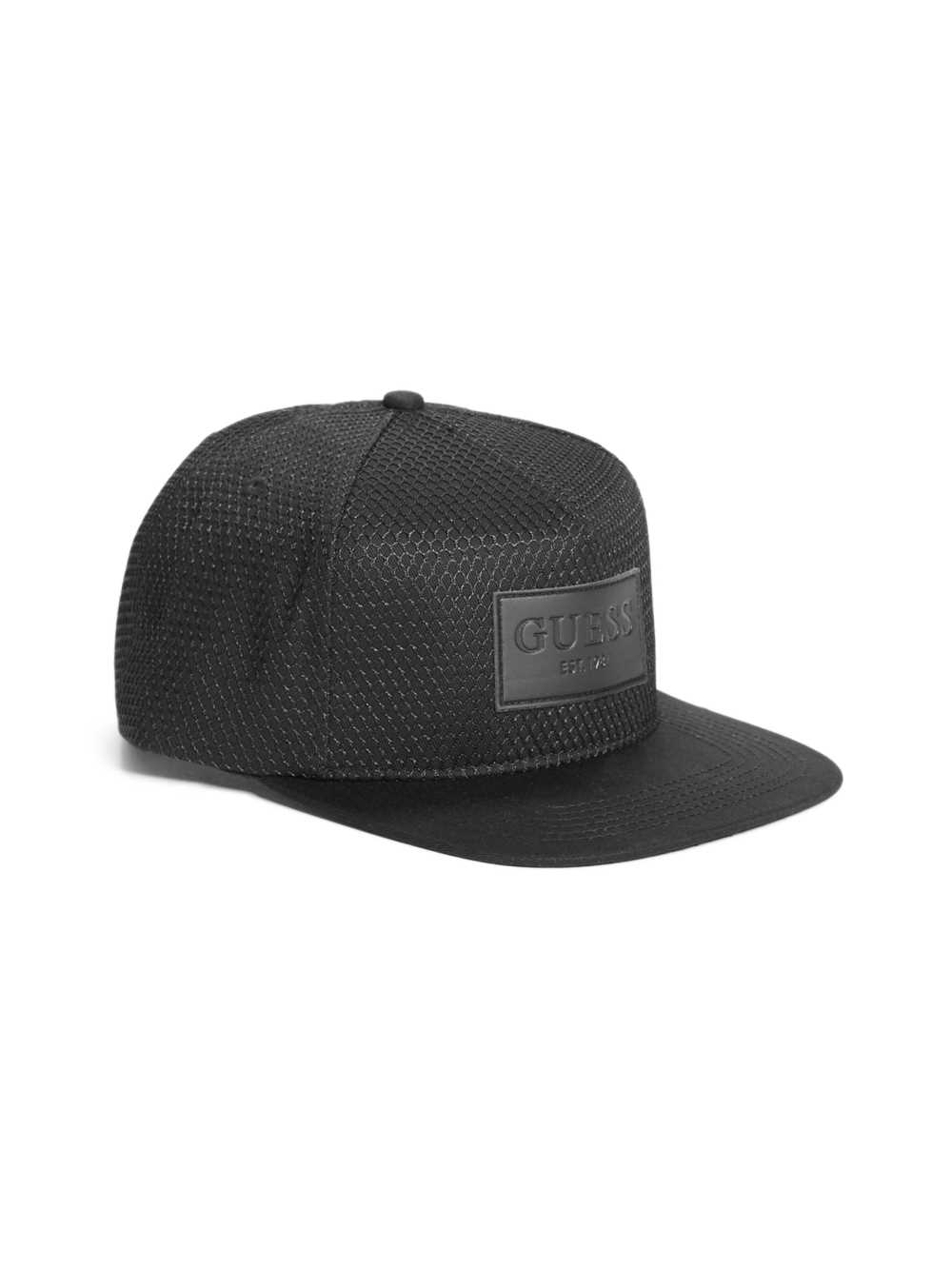 Black Men\'s Guess Dave Mesh Flat Brim Snapback Hats Australia Sale | 502SXUCZG