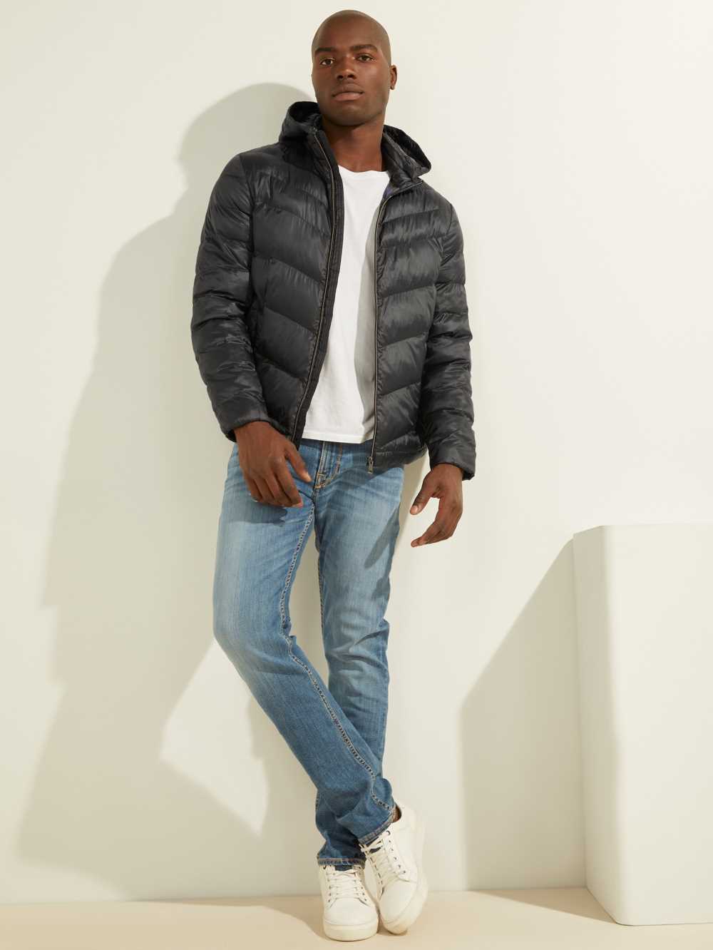 Black Men's Guess Eco Lightweight Puffer Jackets Australia Sale | 517NCEFAZ