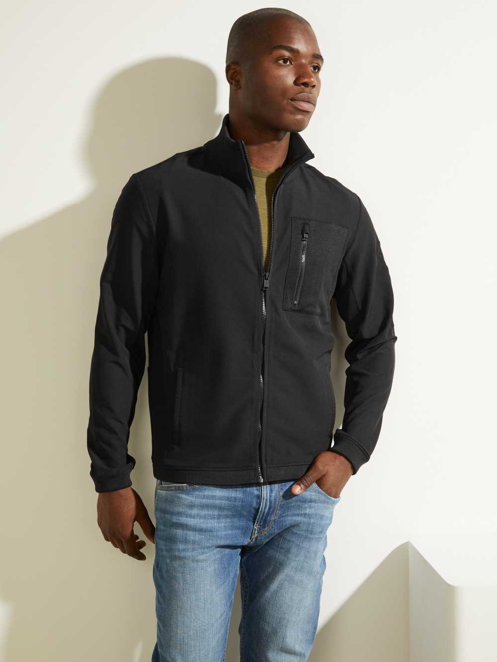 Black Men\'s Guess Explorer Zip-Up Jackets Australia Sale | 276RKXAGS