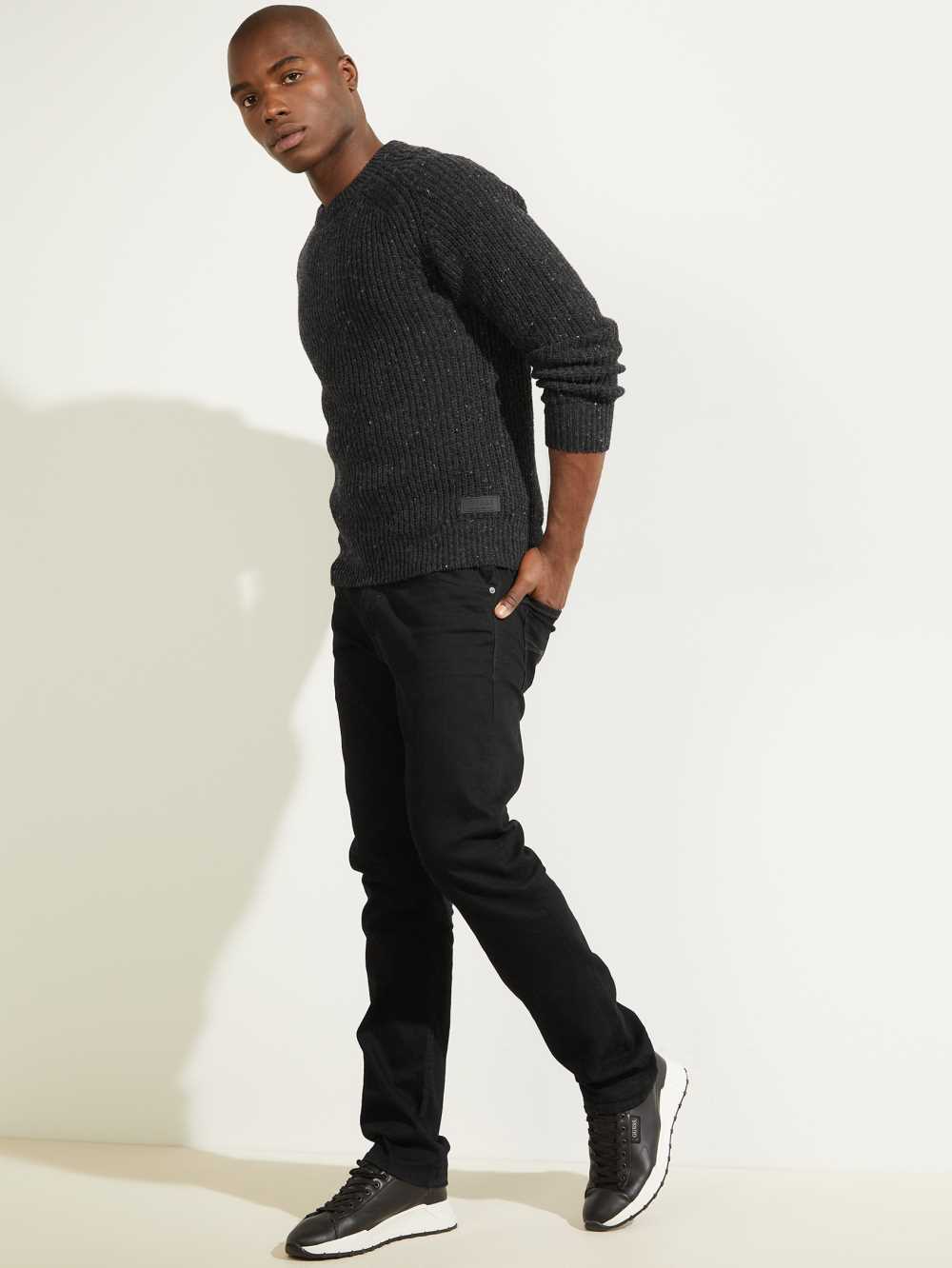 Black Men's Guess Lester Hunter Jumper Sweaters Australia Sale | 216VWNEKB