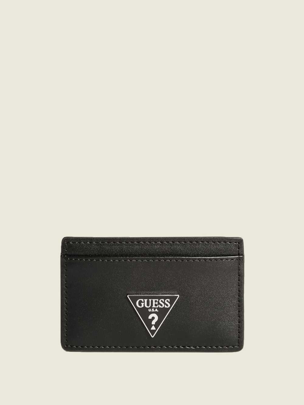 Black Men\'s Guess Logo Card Holder Wallets Australia Sale | 192LKUYIJ