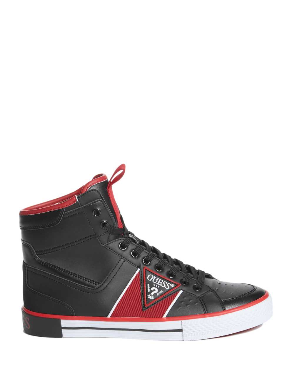 Black Men's Guess Maeno Triangle Logo High-Top Sneakers Australia Sale | 963XLVPKD