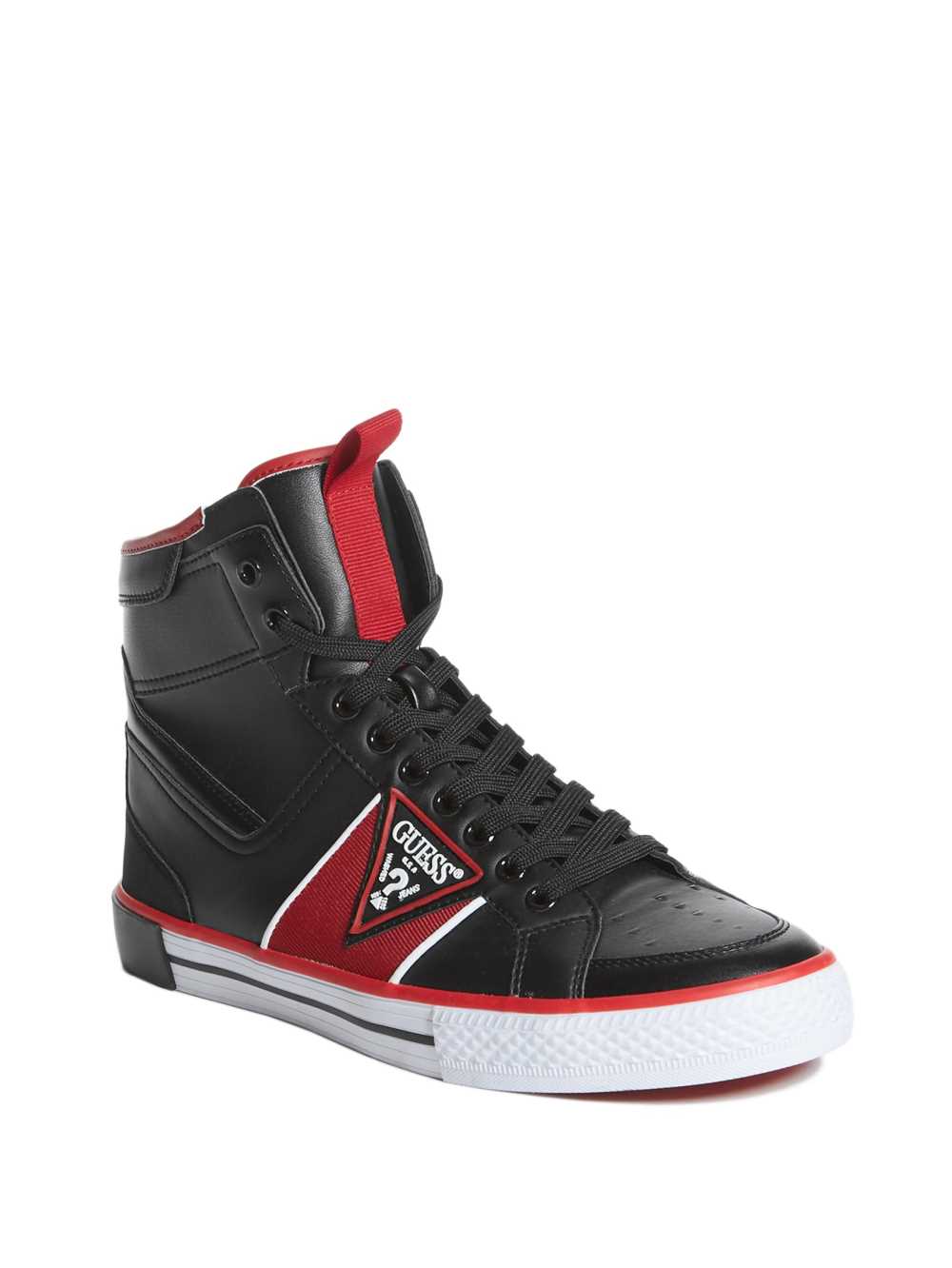 Black Men\'s Guess Maeno Triangle Logo High-Top Sneakers Australia Sale | 963XLVPKD