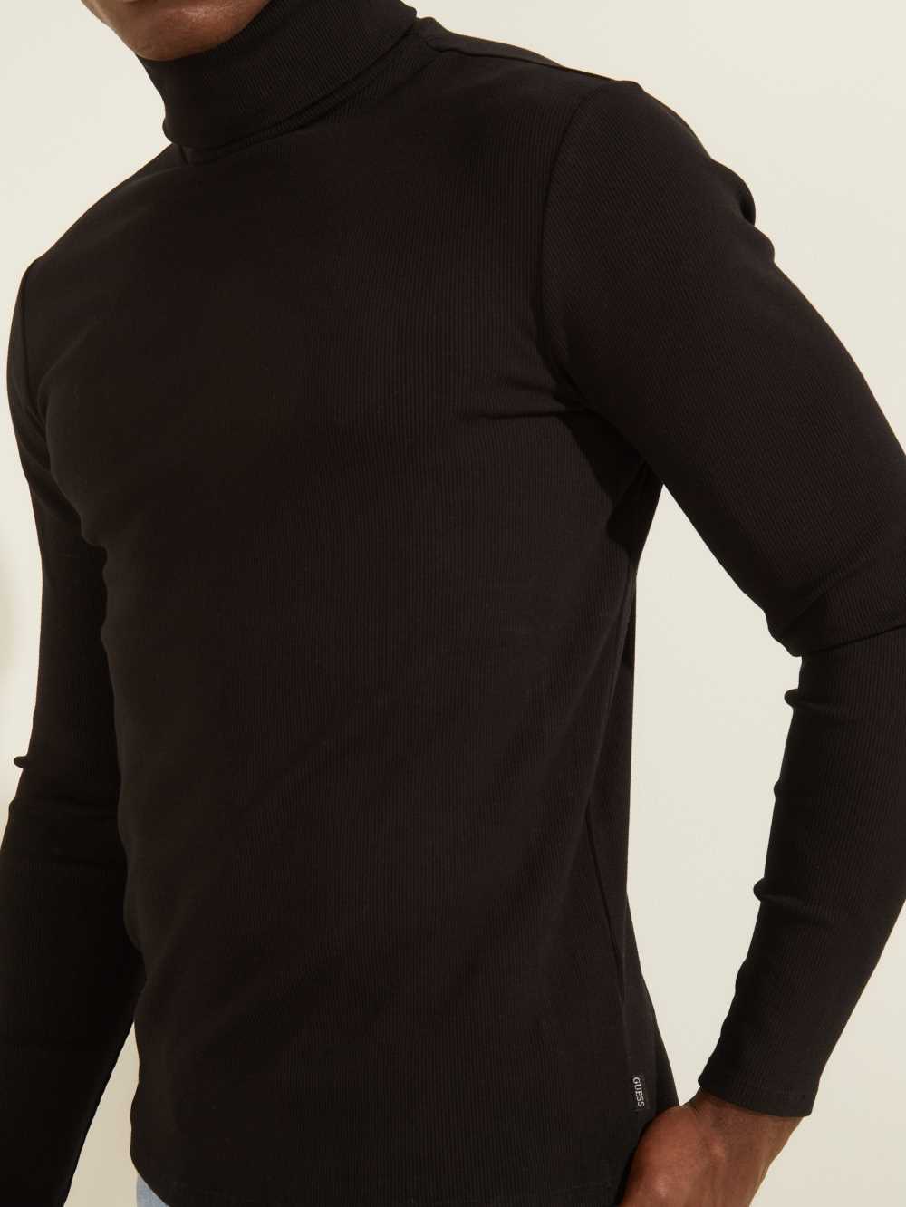 Black Men's Guess Mateo Turtleneck T-shirt Australia Sale | 689SWIYGQ