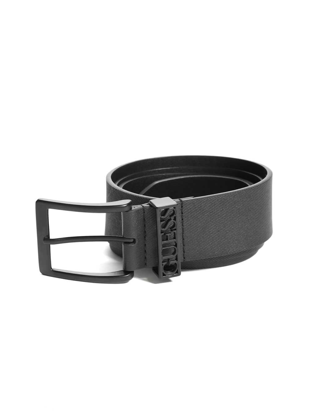 Black Men\'s Guess Metal Loop Logo Belts Australia Sale | 506BHCQZE