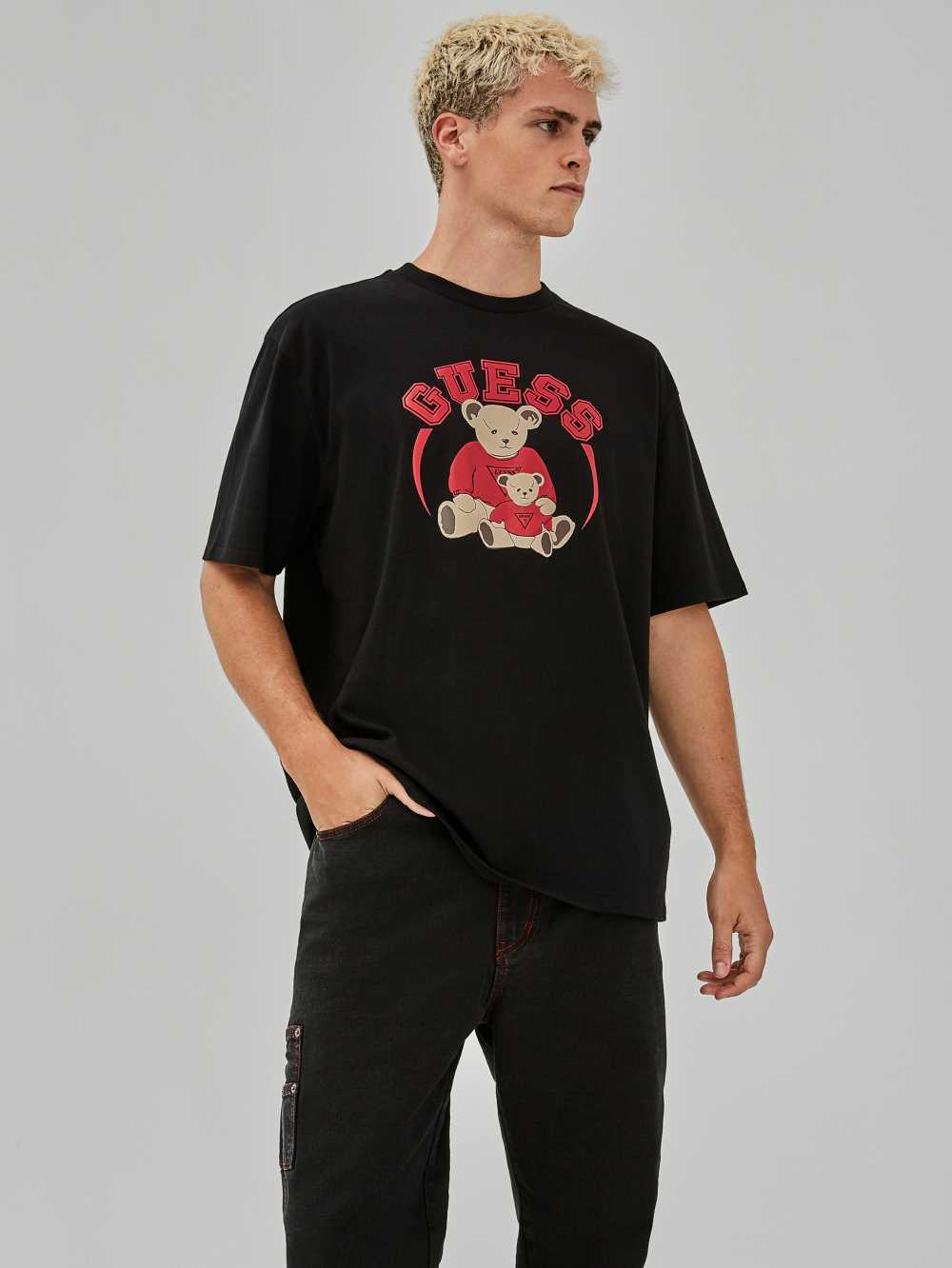 Black Men's Guess Originals Bear T-shirt Australia Sale | 671ZXOLQN