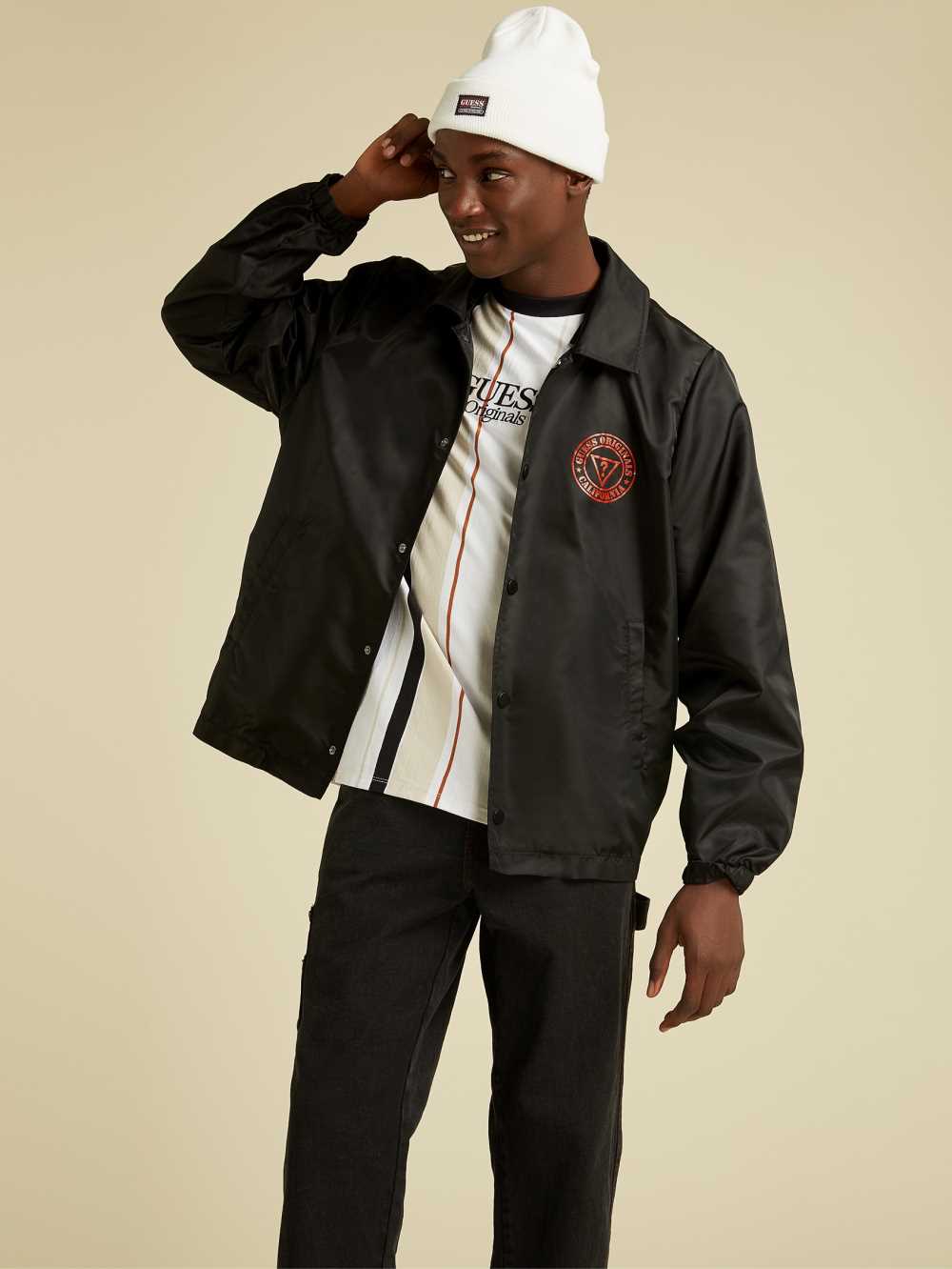 Black Men's Guess Originals Coach Jackets Australia Sale | 293XAGZTY