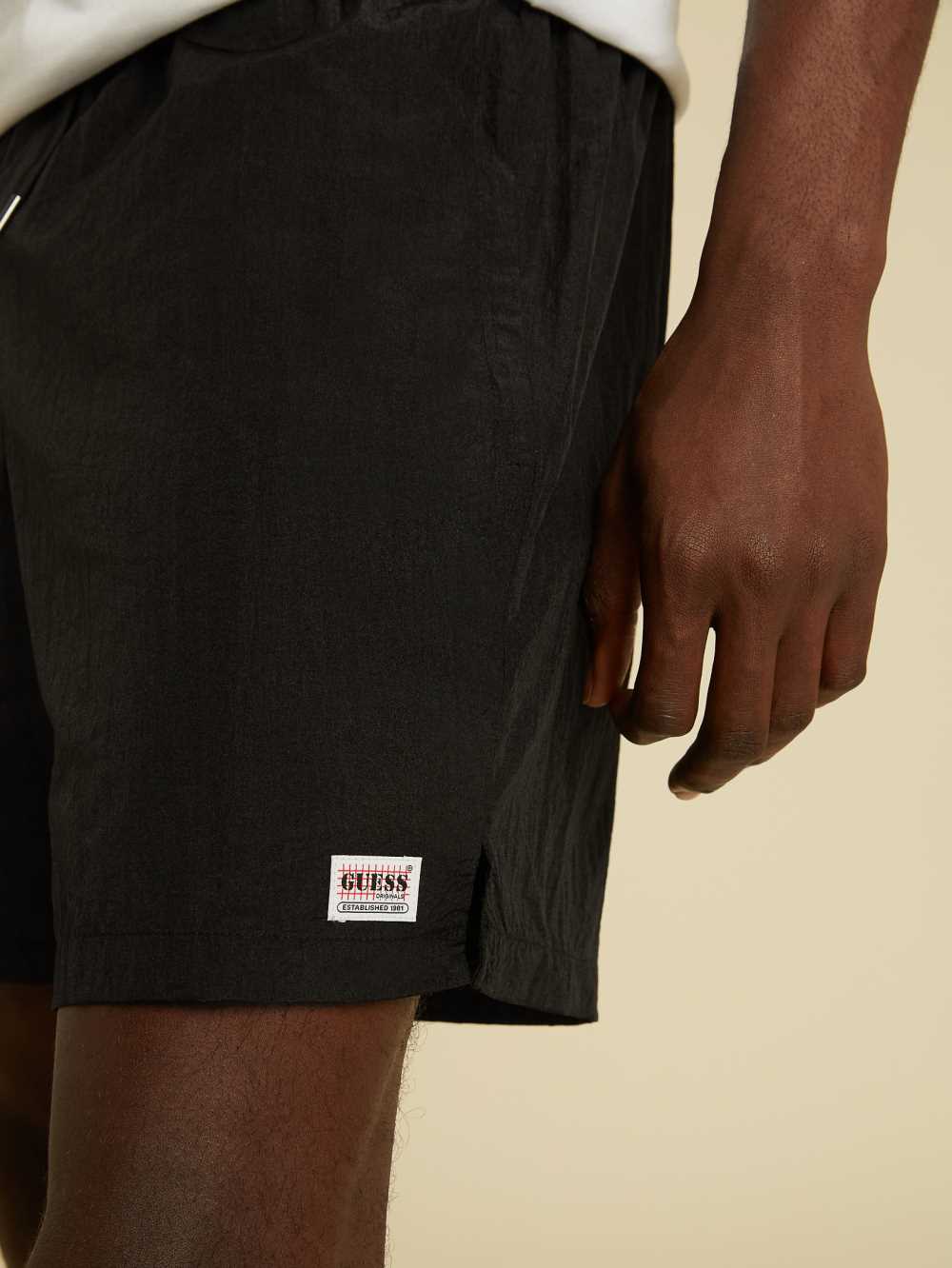 Black Men's Guess Originals Kit Nylon Shorts Australia Sale | 954TPMCZR