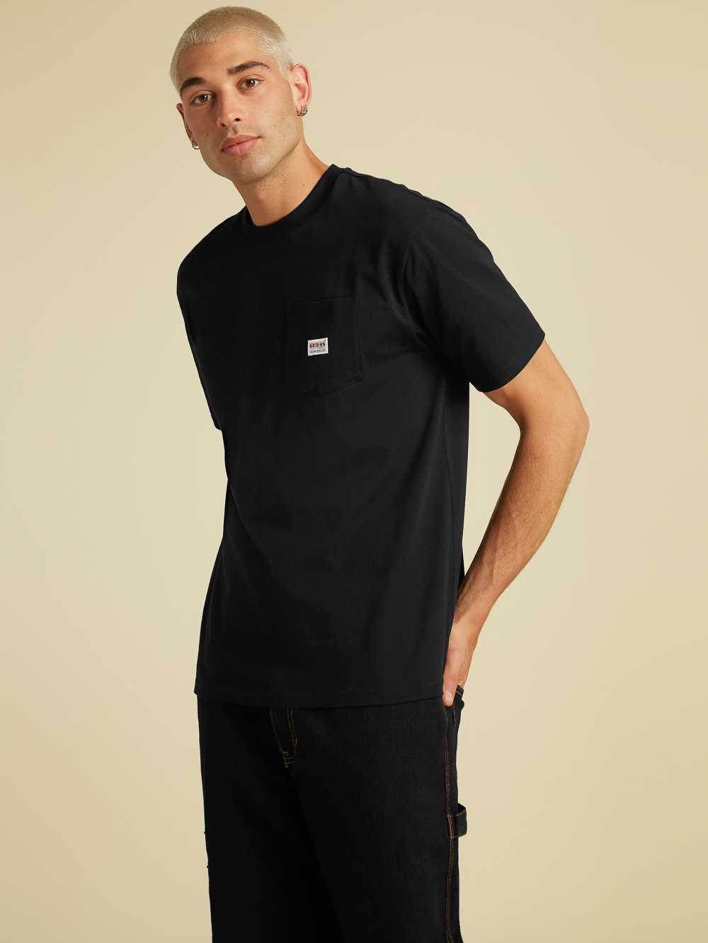 Black Men's Guess Originals Kit Pocket T-shirt Australia Sale | 897ZYPBGR