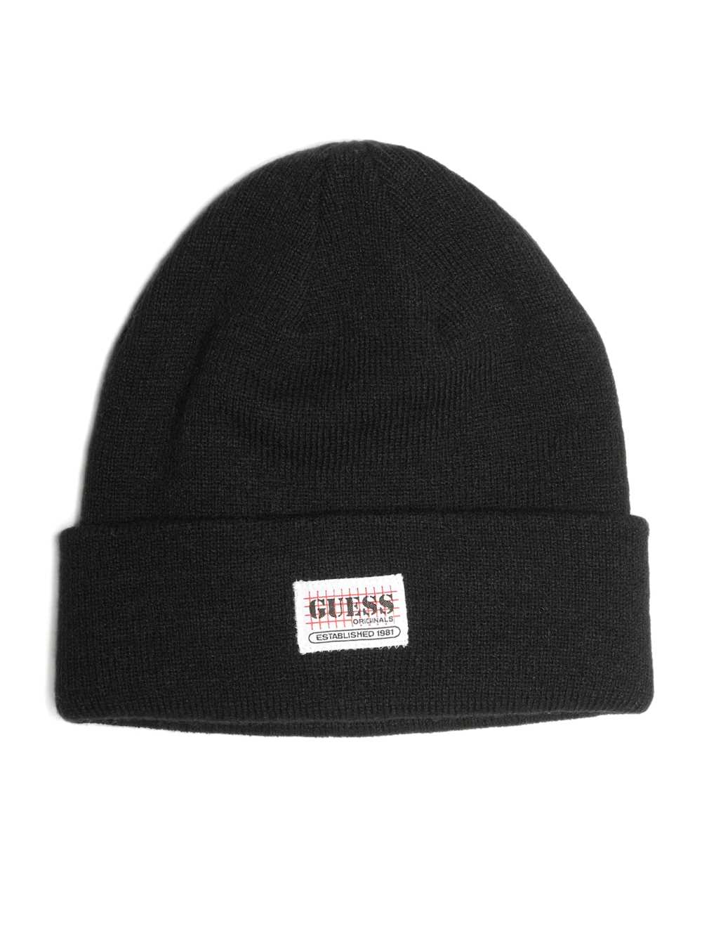 Black Men's Guess Originals Logo Beanie Australia Sale | 596BGVIXZ