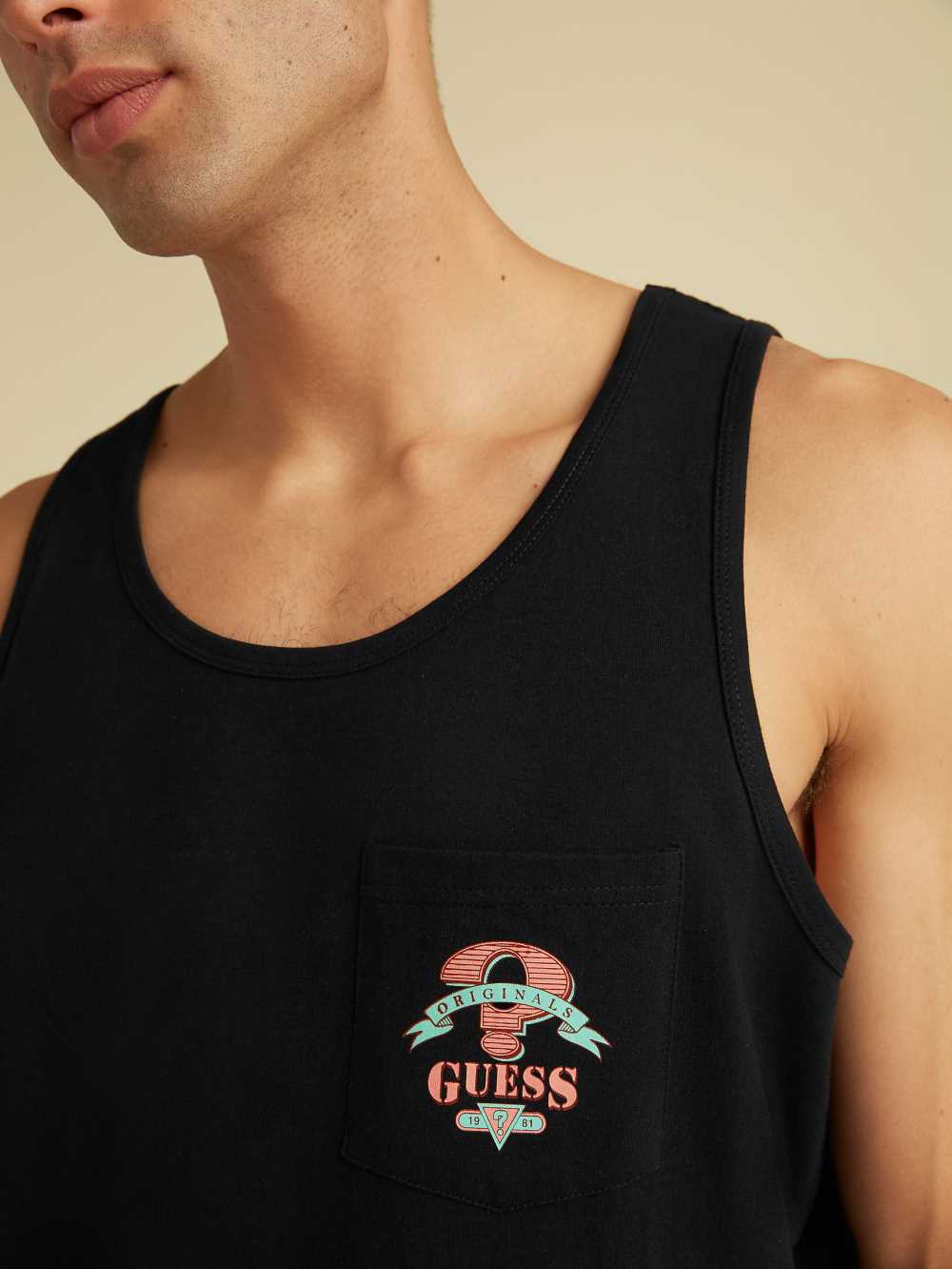 Black Men's Guess Originals Logo Tank Top Australia Sale | 102QHFMUK